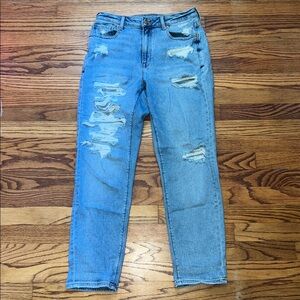 American Eagle Outfitters Distressed Blue Mom Jeans